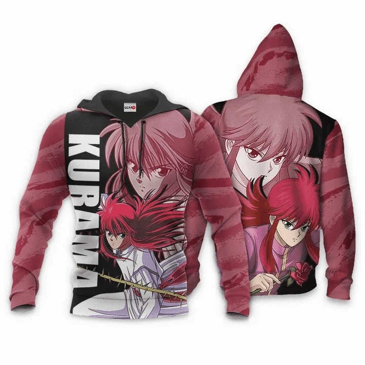Kurama Anime Manga Yu Yu Hakusho For Men And Women 3d Hoodie Zip Hoodie