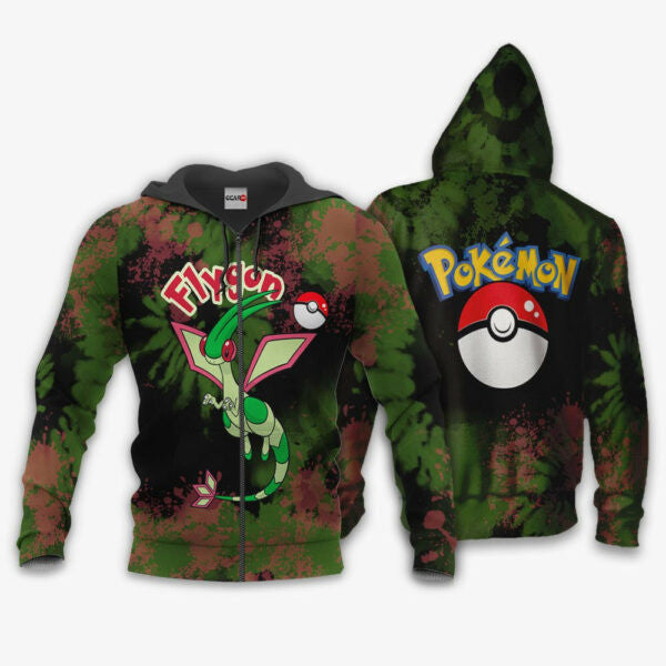 Flygon Anime Pokemon Manga Tie Dye Style 1k763 Fan Gift Stylist Unisex Cartoon Graphic Outfits Aop 3d Hoodie, Zip Hoodie 409