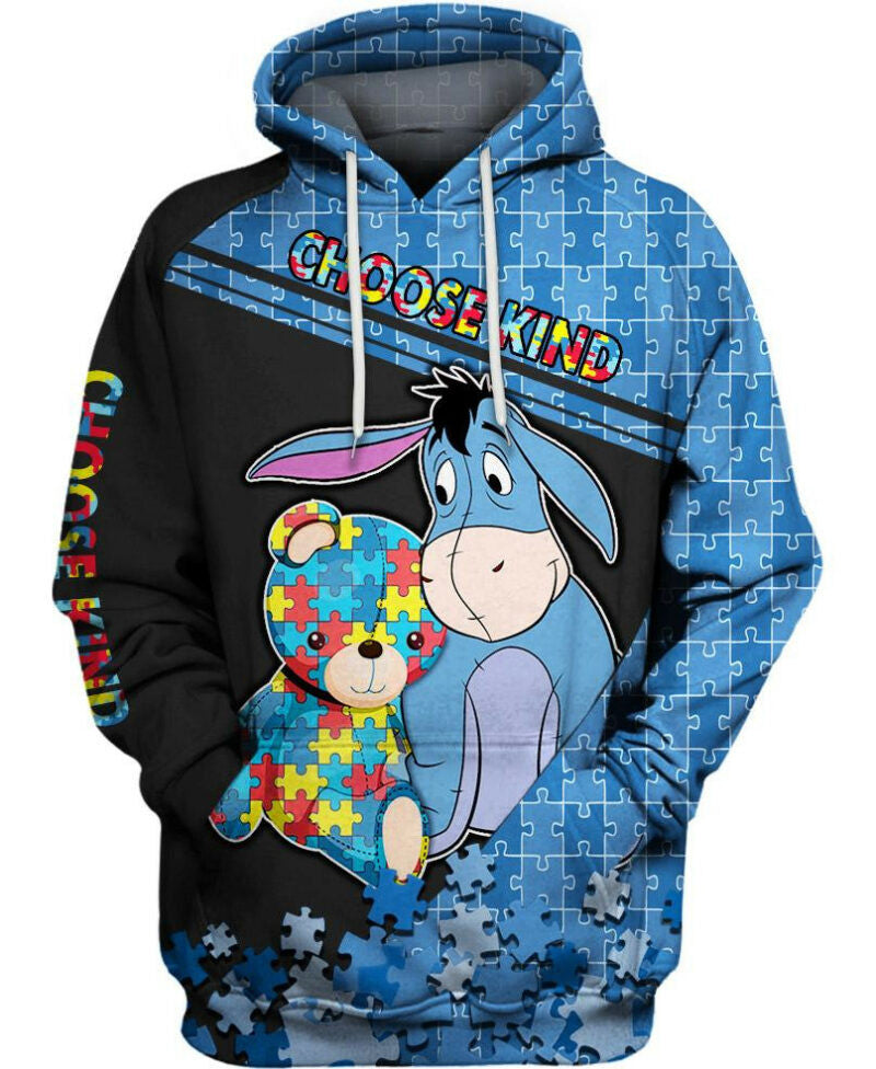 Choose Kind Eeyore 3d Hoodie Zipper Hoodie