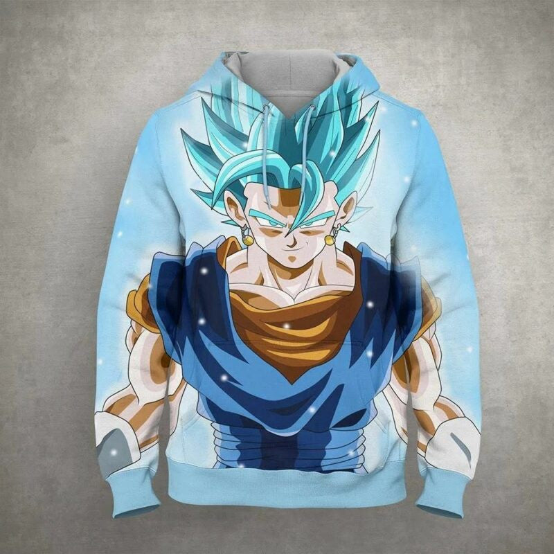 Goku Blue Saiyan Cartoon Dragon Ball Anime Manga 9 Over Print 3d Hoodie Zip Hoodie