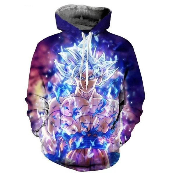 Goku Cartoon Dragon Ball Anime Manga Dark White 1 Over Print 3d Hoodie Zip Hoodie
