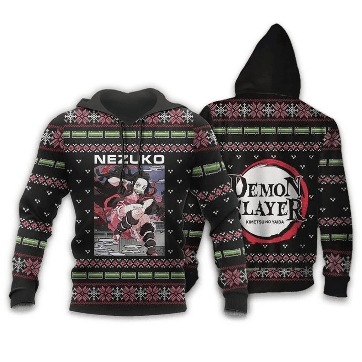 Nezuko Kamado Ugly Christmas Demon Slayer Anime Manga For Men And Women 3d Hoodie Zip Hoodie