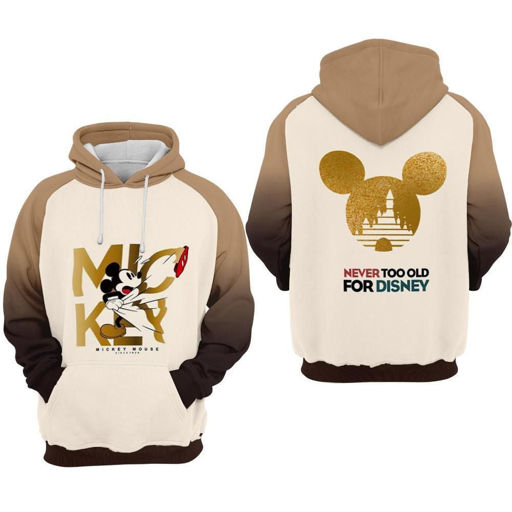 Mickey Mouse Never Too Old For Disney Over Print 3d Hoodie Zip Hoodie 654