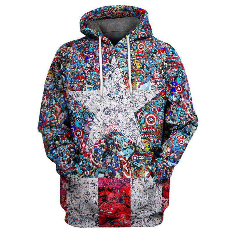 Marvel Captain America 3d Hoodie Zip Hoodie