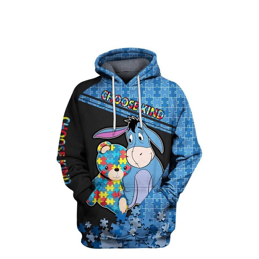 Autism Awareness Eeyore Disney, Choose Kind Eeyore Winnie The Pooh All Over Print Hoodie