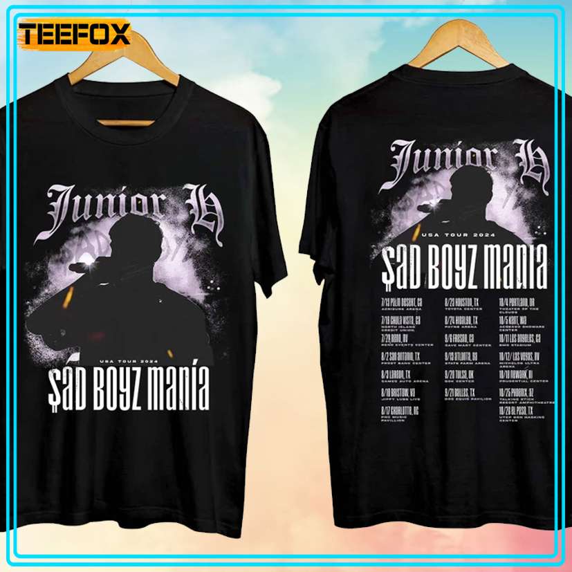 Junior H Sad Boyz Mania Tour 2024 Music Unisex T-Shirt, hoodie, long sleeve, sweatshirt and tank top