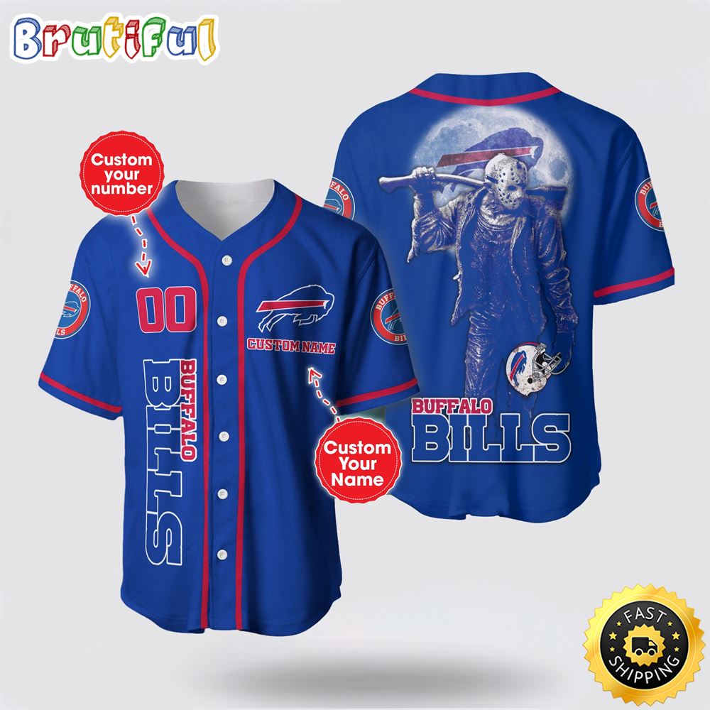 NFL Buffalo Bills Baseball Jersey 3D Personalized Skull Score Big With Team Spirit