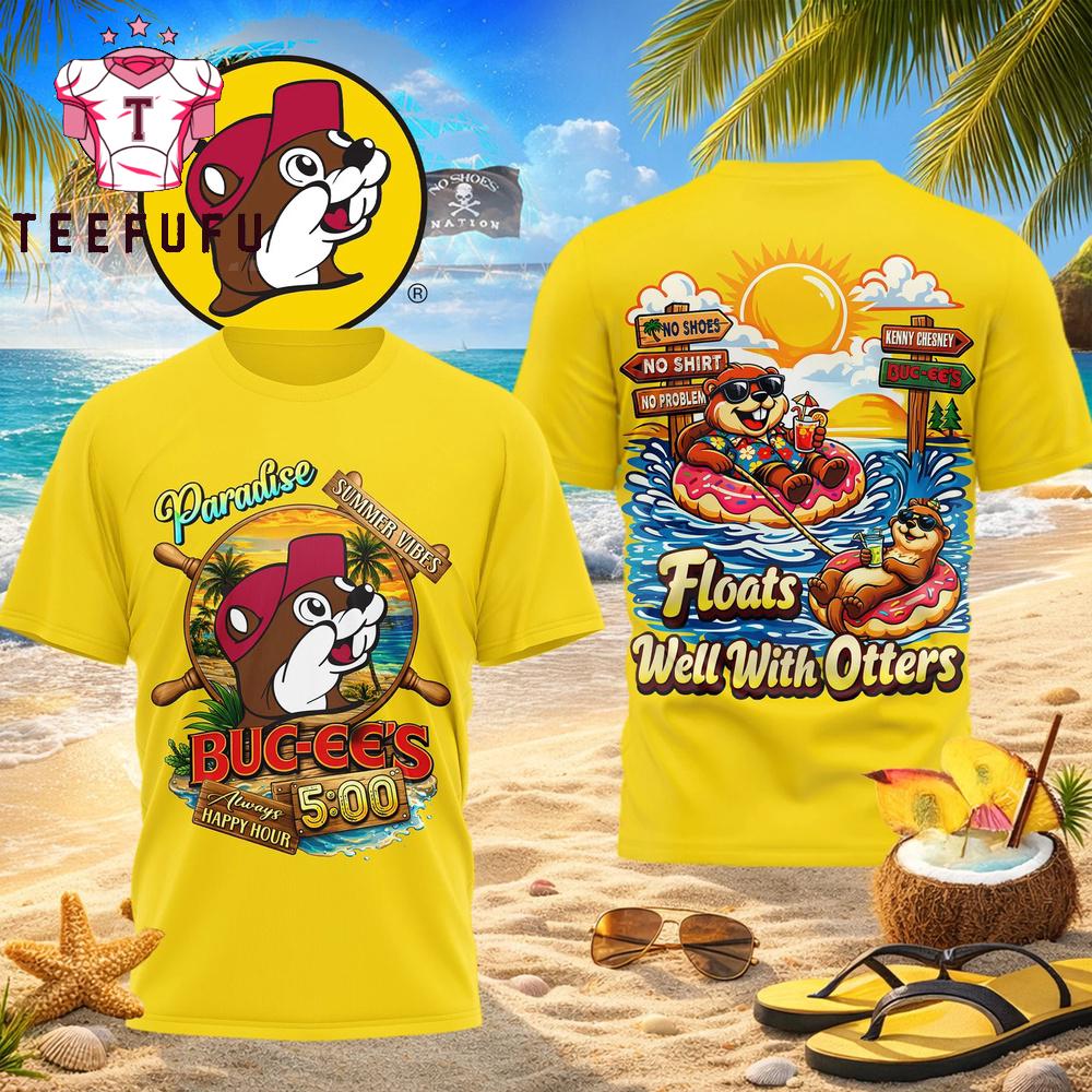 Buc-ee's Floats Well With Otters Yellow T Shirt