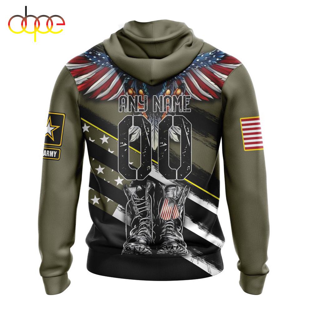 Custom Name And Number NFL Detroit Lions Veterans Honor The Fallen 3D Hoodie Shirt