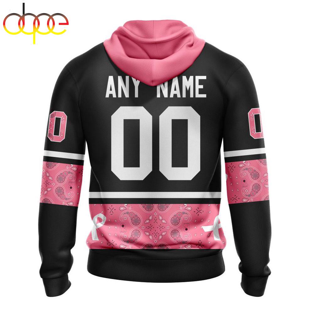 Custom Name And Number NHL Philadelphia Flyers Breast Cancer All Over Print Hoodie