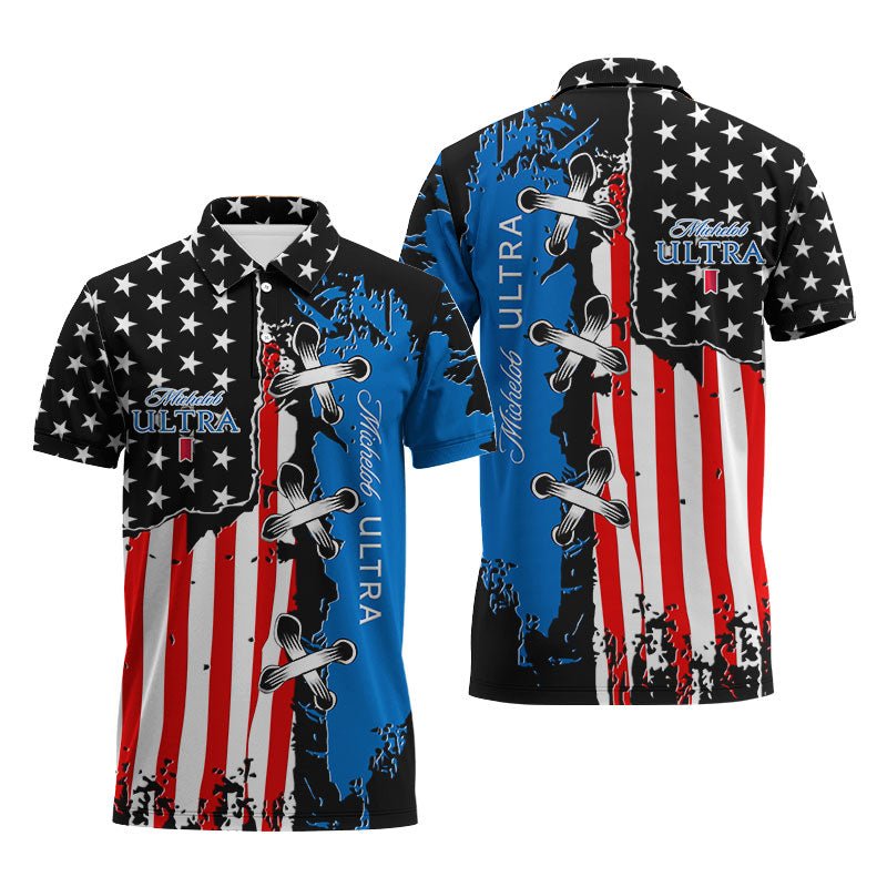 Michelob Ultra Patriotic Grunge Flag Polo Shirt
