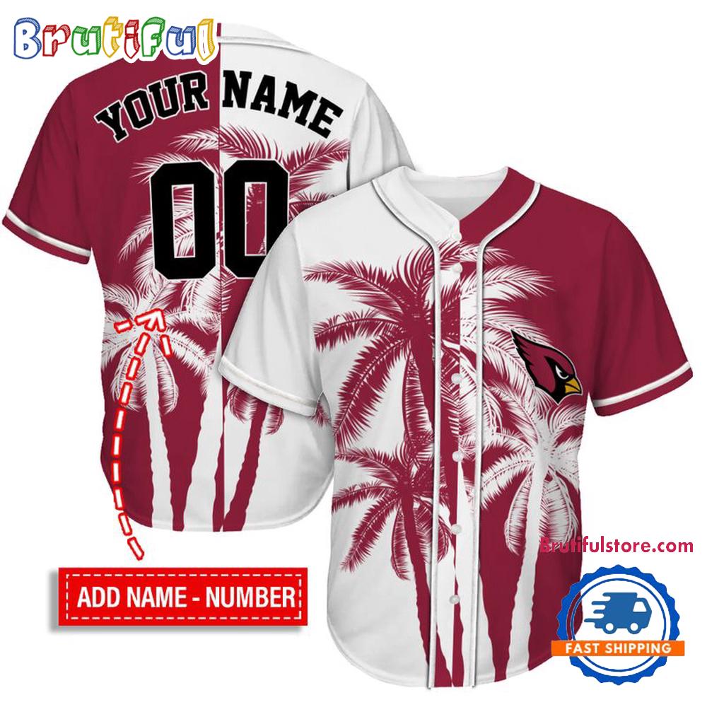 NFL Arizona Cardinals Palm Trees Pattern Summer Personalized Baseball Jersey